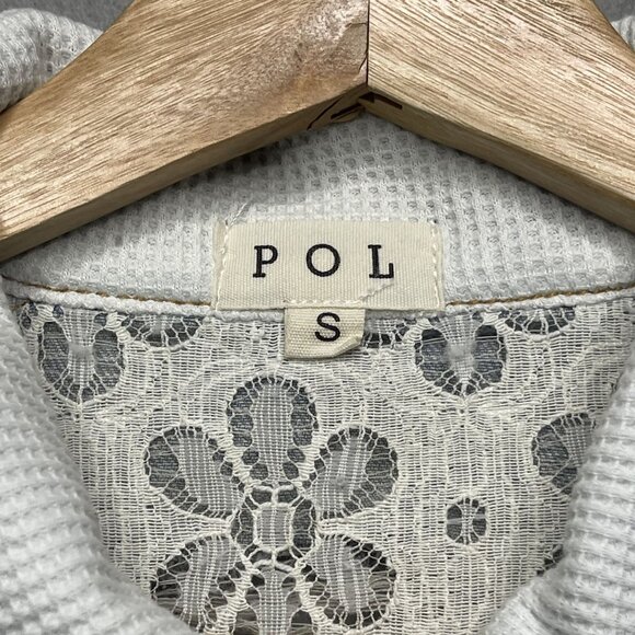 Pol Distressed Patchwork Denim Jacket With Lace & Waffle Knit Sleeves S - Picture 4 of 9